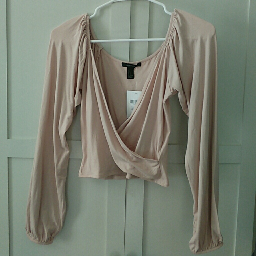 Pale Pink long sleeve Crop Top